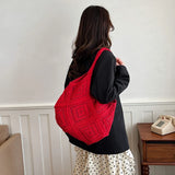 Yarn Hollow Out Large Capacity Shoulder Bags Summer New Ladies Bags Casual Soft Versatile Women's Handbags