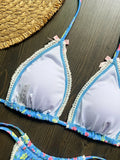 2025 Floral Printed Halter Bikini Female Swimsuit Women Swimwear Two-pieces Bikini set Strappy Bow Bather Bathing Suit Swim Lady