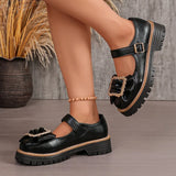 Crystal Buckle Platform Mary Jane Shoes Women Plus Size 43 Thick Sole Pu Leather Shoes Woman Ankle Strap Round Toe Pumps Female