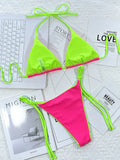 Zebra Print Halter micro Bikini 2025 women Bandeau String Swimsuit Female swimwear Neon Shiny bikini set Leopard Bathing Suit