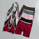 2pcs Women's Seamless Push-up Sports Vest Bra Set with High Elastic Hip Lifting Shorts for Running Aerobics Yoga