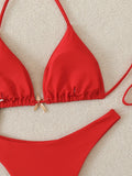 Halter Triangle String Bikinis 2026 Women Sexy Swimsuit Solid Starfish Swimwear Female Bathers Bathing Swimming Swim Suit