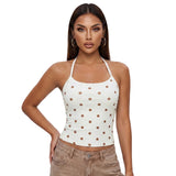 Women's Summer Halter Neck Tops Fashion Sleeveless Dota Print Slim Fit Cami Tops
