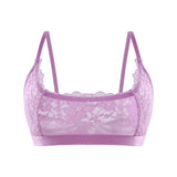 1pcs Red Sheer Floral Lace Wire-Free No Pad Bra Underwear Adjustable Strap Unlined Brassiere Sexy Lingerie Elegant Women's Bras