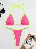 Pearl Thong Bikinis 2025 Women Sexy Triangle Swimsuit Solid Brazil Swimwear Female Padded Bathing Swimming Suit Beachwear Summer