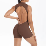 Women's Seamless Yoga Jumpsuits Sports Fitness Zipper Open Beauty Back Hip-lifting One-Piece Running Training Workout Bodysuits