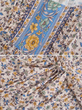 Floral Print Boho Long Dresses with Sleeves Vestidos Para Mujer Ruffles Sash Beach Casual New in Dress Loose Retro Sundress