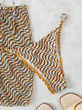 4 Pieces Lace Up Triangle Bikini Set Swimsuit With Bandana & Beach Skirt Sexy Swimwear Women 2026 Bathing Swimming Suit Female