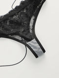 The Best-selling Sexy Gathering Style Lace Flower Adjustable Shoulder Strap Two-piece Set For Women's Underwear A3129