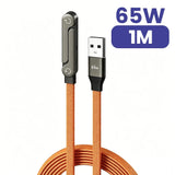 65W 2 in 1 USB A To USB C Fast Charging Foldable Phone Holder Data Cable USB Type C Builtin Desk Bracket Wire For Huawei Oneplus