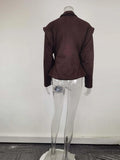 Phantasy Single Breasted Buckle Casual Suede Jacket Street Fashion Waist with Buttons Coat Casual Style Vintage Clothing 2025