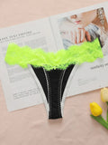 New product color fashionable contrasting design black splicing green lace sexy women's thong women's underwear C3307