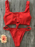 Knotted Ribbed Bikini 2026 Women Swimsuit Female Triangle Swimwear Two Pieces Bikini Set High Cut Bather Bathing Suit Swim Lady
