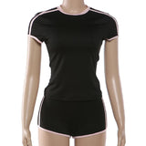 2026 New Women's Sexy Hot Girl Slim Fit Crop Top Shorts Set Solid Color Block High Waist Shorts Two Piece Outfit