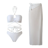 3 Pieces Halter Bikini 2026 & Beach Dress Bandage Swimsuit Women Sexy Swimwear Female Bather Swimming Bathing Swimming Swim Suit