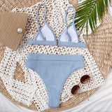 5 Colors Sexy Bikini Women Solid High Waist Swimwear Swimsuit Bikinis Set Ribbed Bathing Suit Female Maillot De Bain Femme 2026