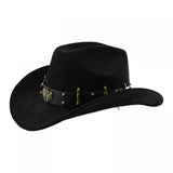Summer Women Men Felt Cowgirl Hat with Belt Stylish Western Hat Casual Jazz Caps for Outdoor Party Club