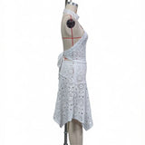 New Hollow Out Crochet Knitted 2 Pieces Suits Tunic Beach Cover Up Cover-ups Beach Dress Beach Wear Beachwear Female Women V8391