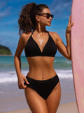 3 Colors Sexy Bikini Women Swimwear Swimsuit Push Up Pit Striped High Waist Solid Bikinis Set Bathing Suit Beach Bikini Female