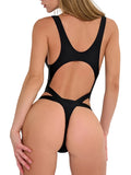 2026 Hollow Padded Swimsuit One Piece Sexy Solid Swimwear Women Black Bathers Bathing Swimming Swim Suit Beachwear Summer XXL