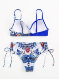 Tropical Print Bikini 2026 Women Drawstring Swimwear Female Push Up Swimsuit Beachwear Bathers Bathing Swimming Swim Suit