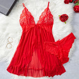 Transparent Blue Sexy Lingerie Women Underwear See Through Sleepwear Lace Nightdress And Panties Pijamas Set Adult Female Nighty