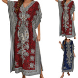 Dresses For Womens Kimono Style Vintage Printed Loose Summer Beach Clothes Personality Weastern Funny Women Dresses Casual