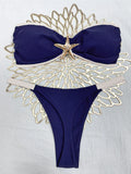 Sexy Bandeau Bikini Set 2026 Women Coffee Starfish Ornament Push Up Thong Swimsuit Brazilian Beach Bathing Suit Micro Swimwear