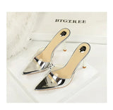 BIGTREE Shoes Women PVC Transparent Shoes for Women Sexy Pointed Open Toe Shallow Slider Slippers Ladies Sandal High Heels Mules