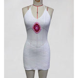 Hollow Out Halter Backless Crochet Knitted Tunic Beach Cover Up Cover-ups Beach Dress Beach Wear Beachwear Female Women K7022