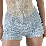 Fashion Women Ladies Solid Lace Frilly Ruffle Knicker Underwear Short Pants Safety Shorts