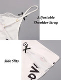 New Sexy Black Nightgown for Women Red Heart  Love Print Satin Lace Trim Mini Chemise Adjustable Spaghetti Strap Lingerie