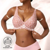 Custom made-2-Row Hook Leopard Print Bra Underwear