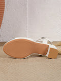Size 42 Summer Classic Black White Ankle Strap Sandals for Women Elegant Blue Pink Square Heels Office Lady Shoes