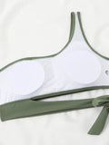 One Shoulder Bikini Set Sexy 2025 Swimsuit Women Solid Padded Swimwear Female Bathers Bathing Swimming Swim Suit Beachwear