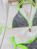 Zebra Print Halter micro Bikini 2025 women Bandeau String Swimsuit Female swimwear Neon Shiny bikini set Leopard Bathing Suit