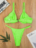 Sexy Push Up Underwired V-bar Bikini Women Swimsuit Female Swimwear Two-pieces Bikini set Micro Thong Bathing Suit Swim Lady