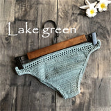 S - XL 9 Colors Crochet Knitted Bikini Bottom Swim Brief Women Swimwear Female Bather Brazilian Tanga Panties Underwear V4195