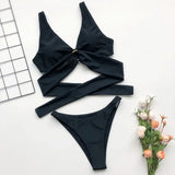 Sexy Adjustable Rings Cross Bandage Bikini Female Swimsuit Women Swimwear Two-pieces Bikini set Bather Bathing Suit Swim Lady