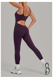 Summer Sports Overalls Women Gym High Stretch Back Zipper Yoga Jumpsuit Tight Hollow Out Slim Hip Lifting One Piece Bodysuit