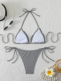 Halter Triangle String Bikinis 2026 Women Sexy Striped Swimsuit Ruffle  Swimwear Female Bathers Bathing Swimming Swim Suit