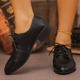 Vinatge Patent Leather Oxford Shoes Women Pointed Toe Low Heel Pu Leather Shoes Woman Plus Size 43 Thick Heeled Office Shoes