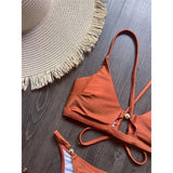 7 Colors New Cross Back Bikini Female Swimsuit Women Swimwear Two-pieces Bikini set High Leg Cut Bather Bathing Suit Swim V8252