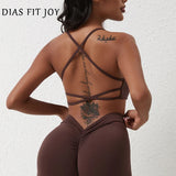 DIAS FIT JOY New style cross back yoga bra Plus Size removable chest cushion sexy back sports vest fitness running gym