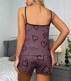 Sexy Summer Women Pajamas Set  Heart Print Sleepwear Cotton Home Clothes Tops And Shorts Cute Soft Sleeveless Nightwear XXXL