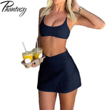 Phantasy Yoga Set Sleeveless Halter Crop Top High Elastic Skirt Sports Suit Sexy Yoga Short Skirt Casual Sports Style Vestido