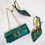 Doershow High Quality African Style Ladies Shoes And Bags Set Latest BROWN Italian Shoes And Bag Set For Party HM1-1