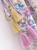 Paisley Print Bohemian Wide Leg Long Pants Jumpsuit Women Summer New Overalls Spaghetti Strap Loose Casual Boho Jumpsuit Tassel