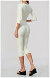 Fashion Mid Sleeve T-shirt Yoga Suits Tight Fitting Slim Sports Tops High Waist Peach Hip Mid Pants Gym Running Fitness Outfits