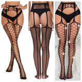 One Piece Pants Sexy lingerie Women Plus Size Tights Stamping Diamonds Crotchless Pantyhose Mesh Hollow Out Legging Stockings